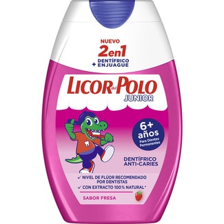 pasta de dientes anti-caries Junior 2 en 1 sabor fresa a partir de 6 años bote 75 ml - Licor Del Polo