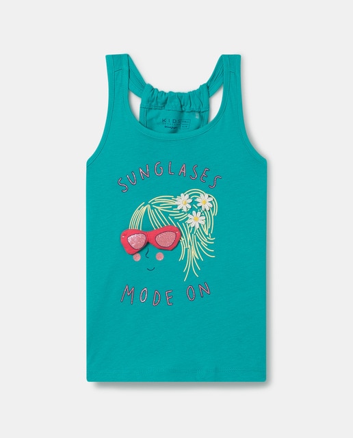 Camiseta de niña sin mangas lentejuelas