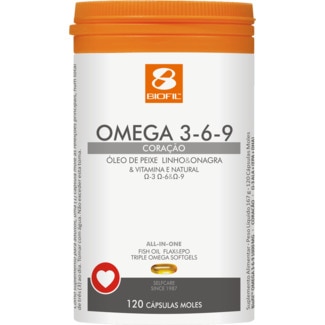 Ómega 3-6-9 Coração embalagem 120 cápsulas - Biofil