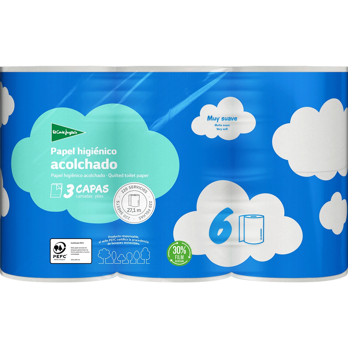 Papel Higiénico Alcochado embalagem 6 unidades