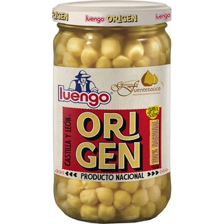 Origen garbanzos cocidos de Fuentesaúco frasco 400 g neto escurrido - Luengo