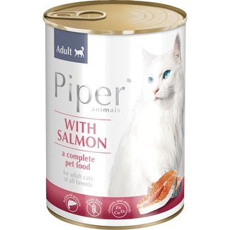 comida húmeda para gatos esterilizados con salmón Grain Free lata 400 g - Piper