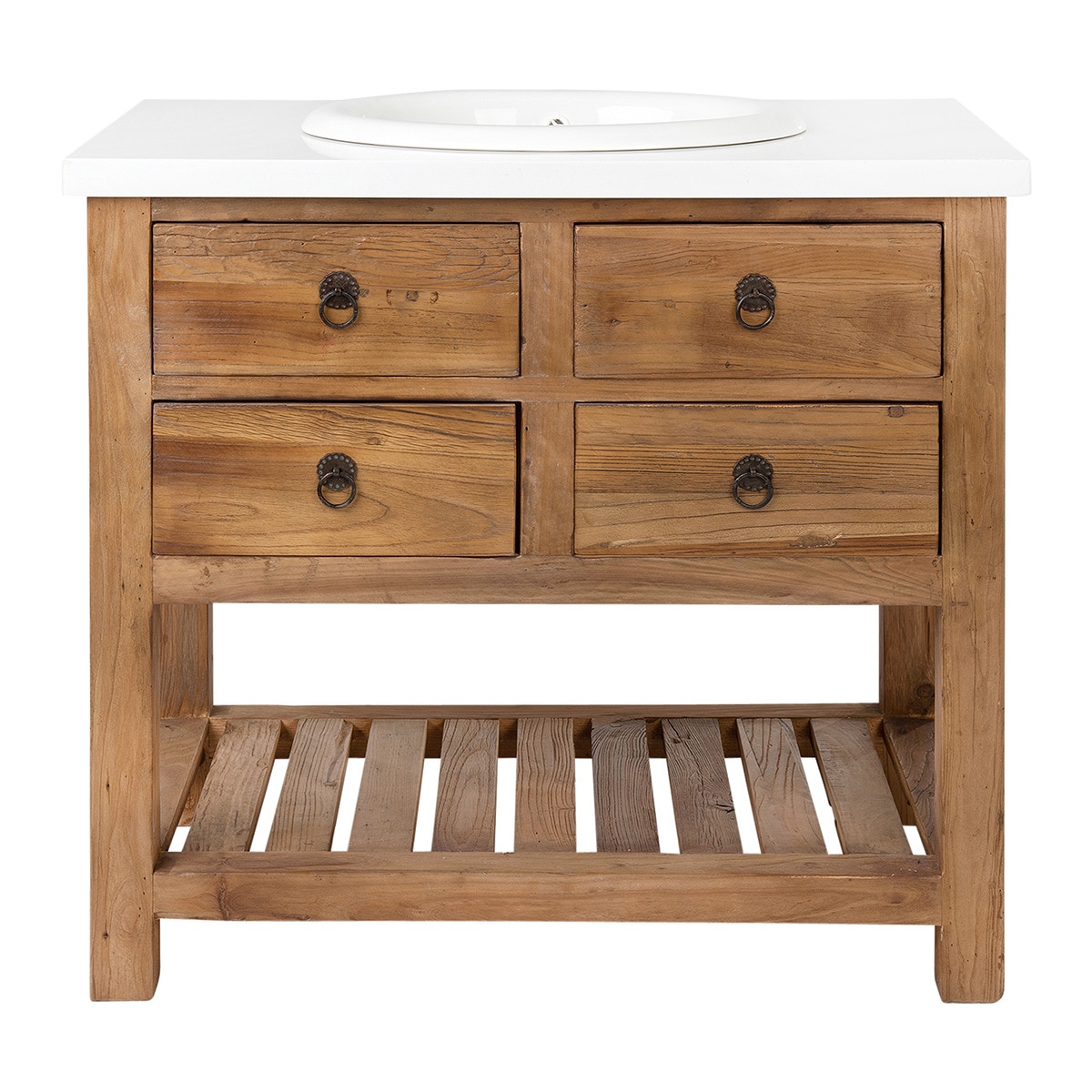 Bancada para móvel de casa de banho Opium Branco-4