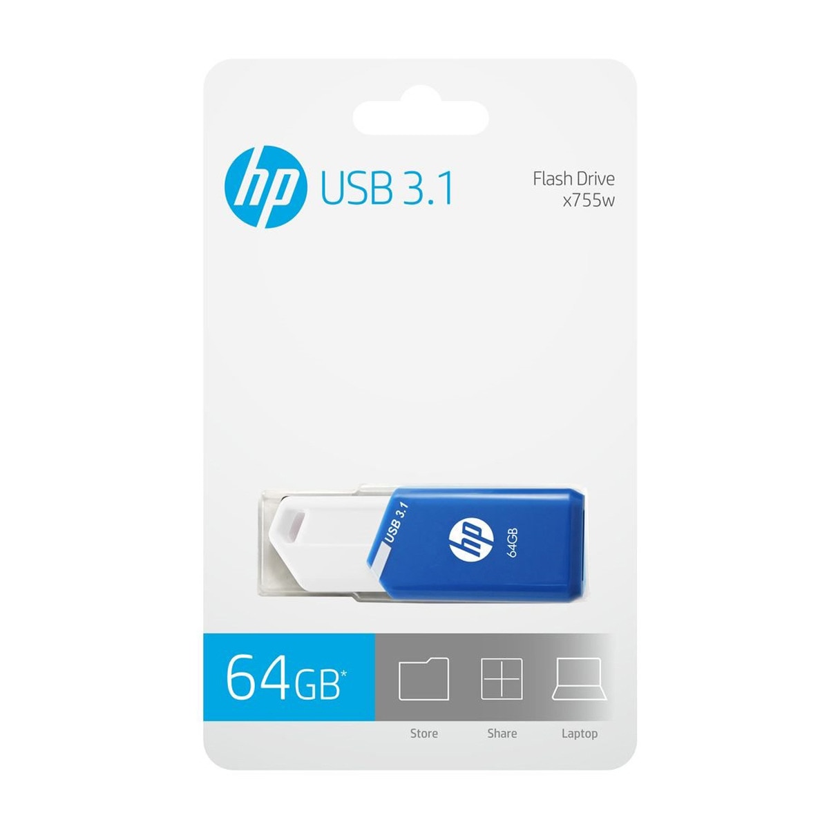 Pendrive HP x755w 64 GB USB 3.1 Azul / Blanco-4