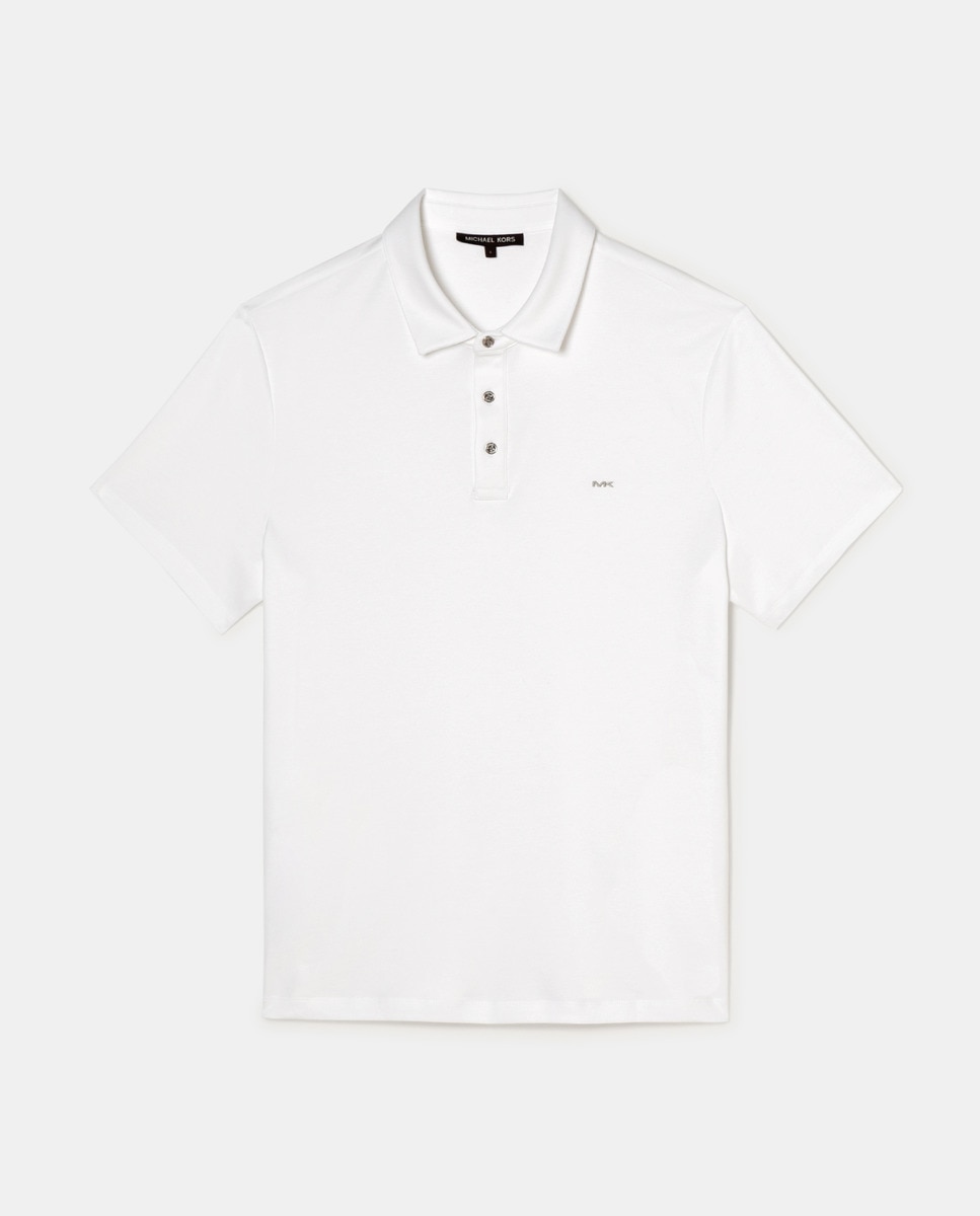 Pólo custom de algodão com logótipo bordado Branco-1