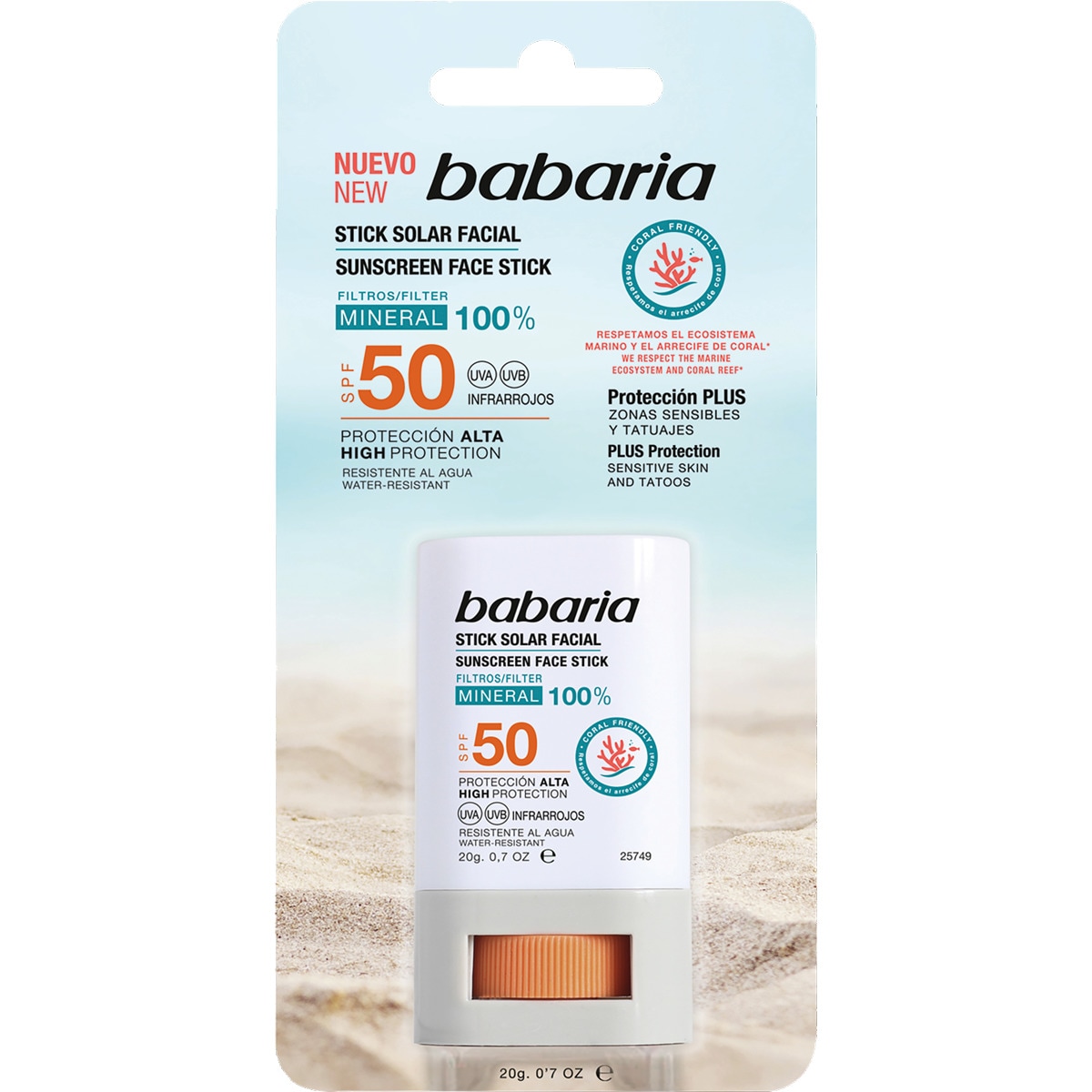 Protetor Solar Facial FP 50 Stick embalagem 20 ml
