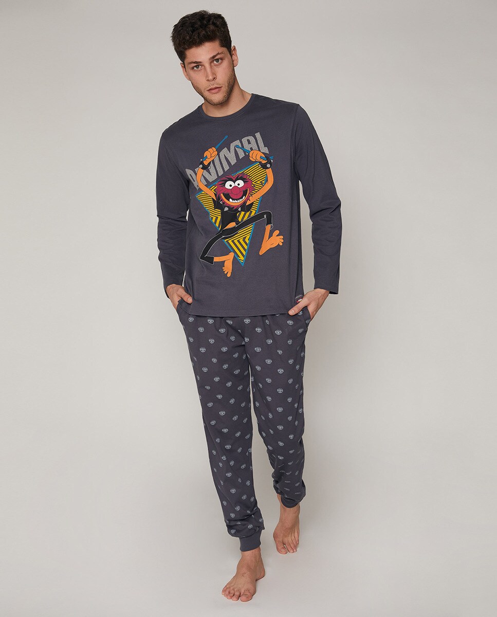 Pijama largo de hombre de punto gris · Disney-Lic · El Corte Inglés
