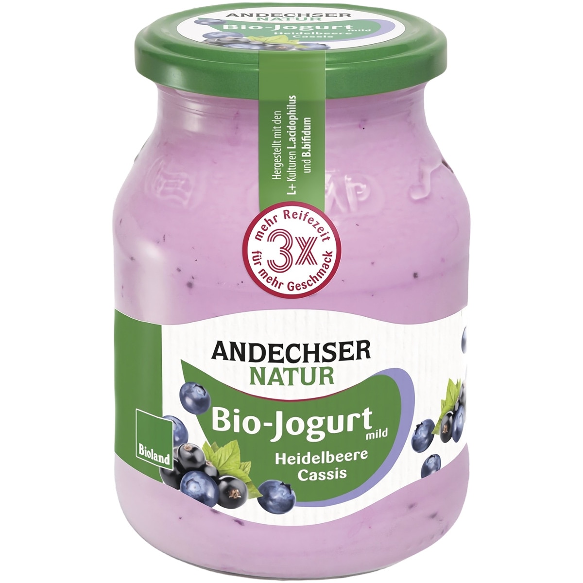 Iogurte Suave de Mirtilho e Cassis Biológico frasco 500 g