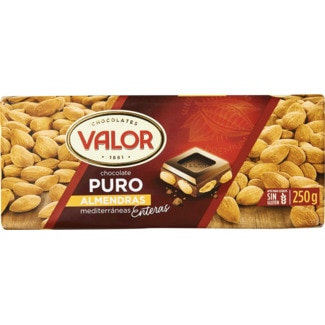 Chocolate Puro com Amêndoas Inteiras sem Glúten embalagem 250 g - Valor