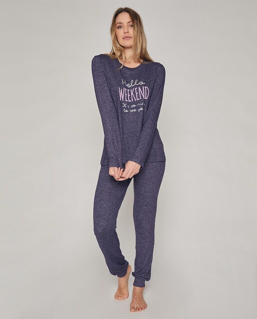 Pijama completo de mujer con detalles metalizados · Admas · El Corte Inglés