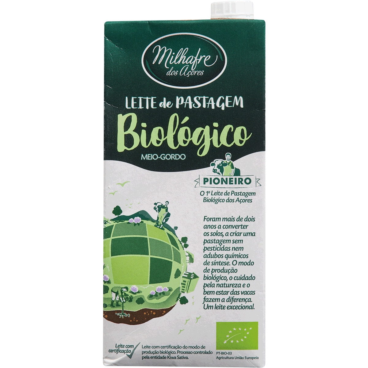 Leite de Pastagem Meio Gordo Biológico embalagem 1 L