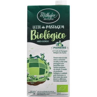 Leite de Pastagem Meio Gordo Biológico embalagem 1 L - Milhafre