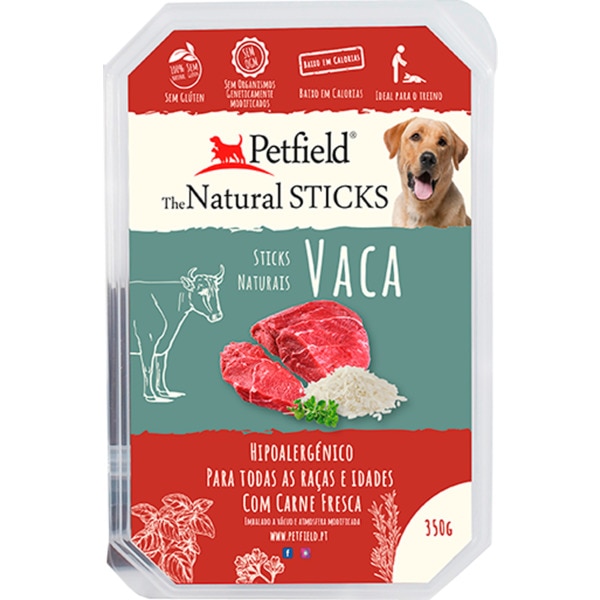 Snack para Cão Sticks de Vaca sem Glúten embalagem 350 g