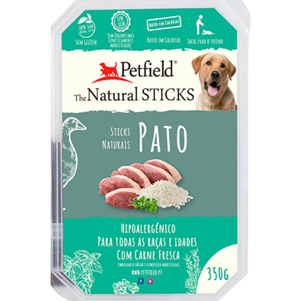 Snack para Cão Sticks de Pato sem Glúten embalagem 350 g