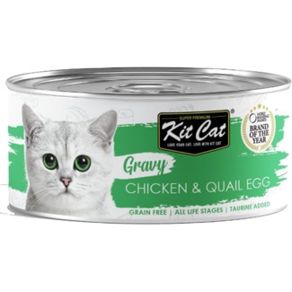 Comida Húmida para Gato de Frango e Ovo de Codorna lata 70 g - Kit Cat Gravy