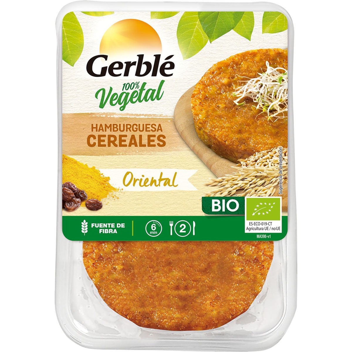 Bio Oriental hamburguesa de cereales 100% vegetal y ecológica pack 2 unidades 80 g