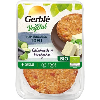 Bio hamburguesa de tofu, calabacín y berenjena 100% vegetal y ecológica pack 2 unidades 80 g - Gerble