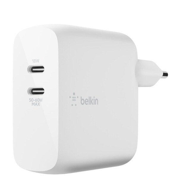 Imagem 0 de Carregador Belkin Dual Tipo-C X2 Gan, 68W - Branco