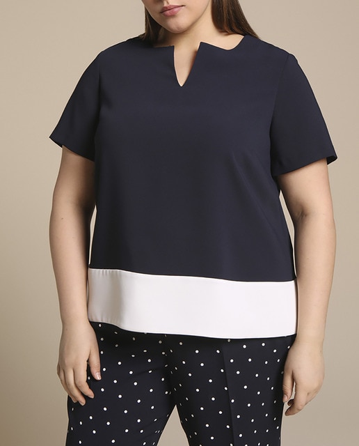 Imagen 0 de Top bicolor de mujer talla grande con manga corta