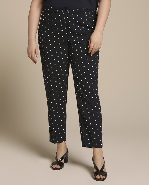 Imagen 0 de Pantalón recto de mujer talla grande con lunares