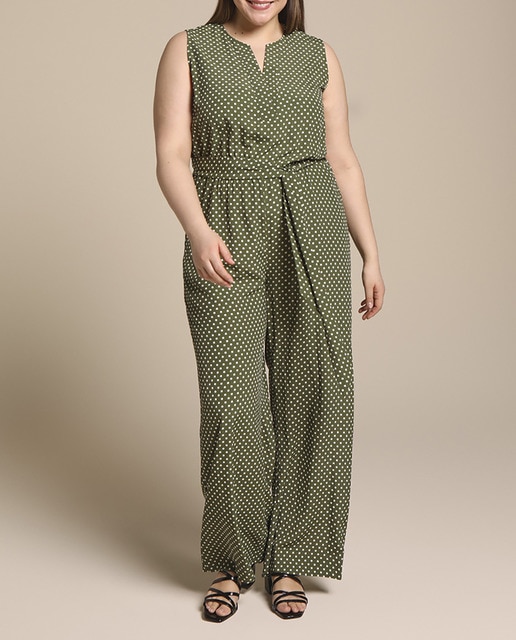 Imagen 0 de Mono largo de mujer talla grande con topos