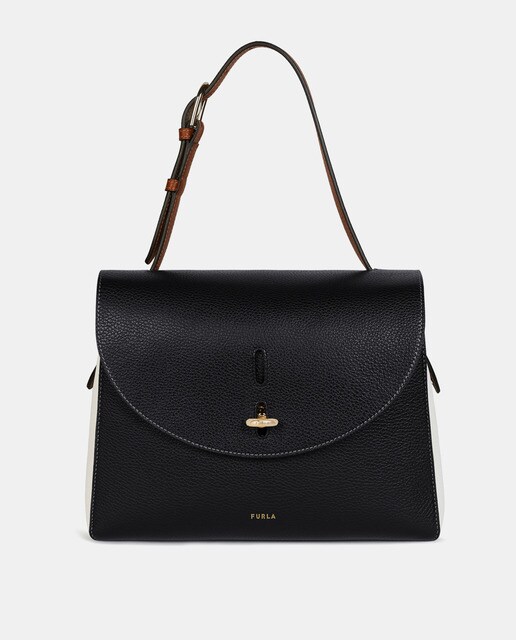 Bolso de mano Furla Net de piel tricolor en blanco, negro y marrón · Furla  · El Corte Inglés