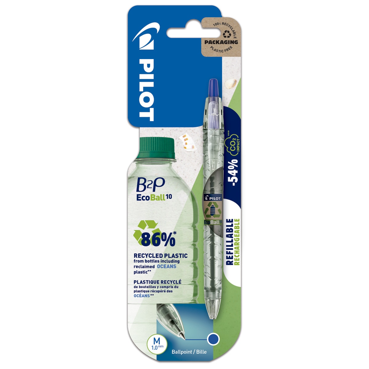 Bolígrafo Recargable Ecológico Ecoball Pilot Azul Azul-1