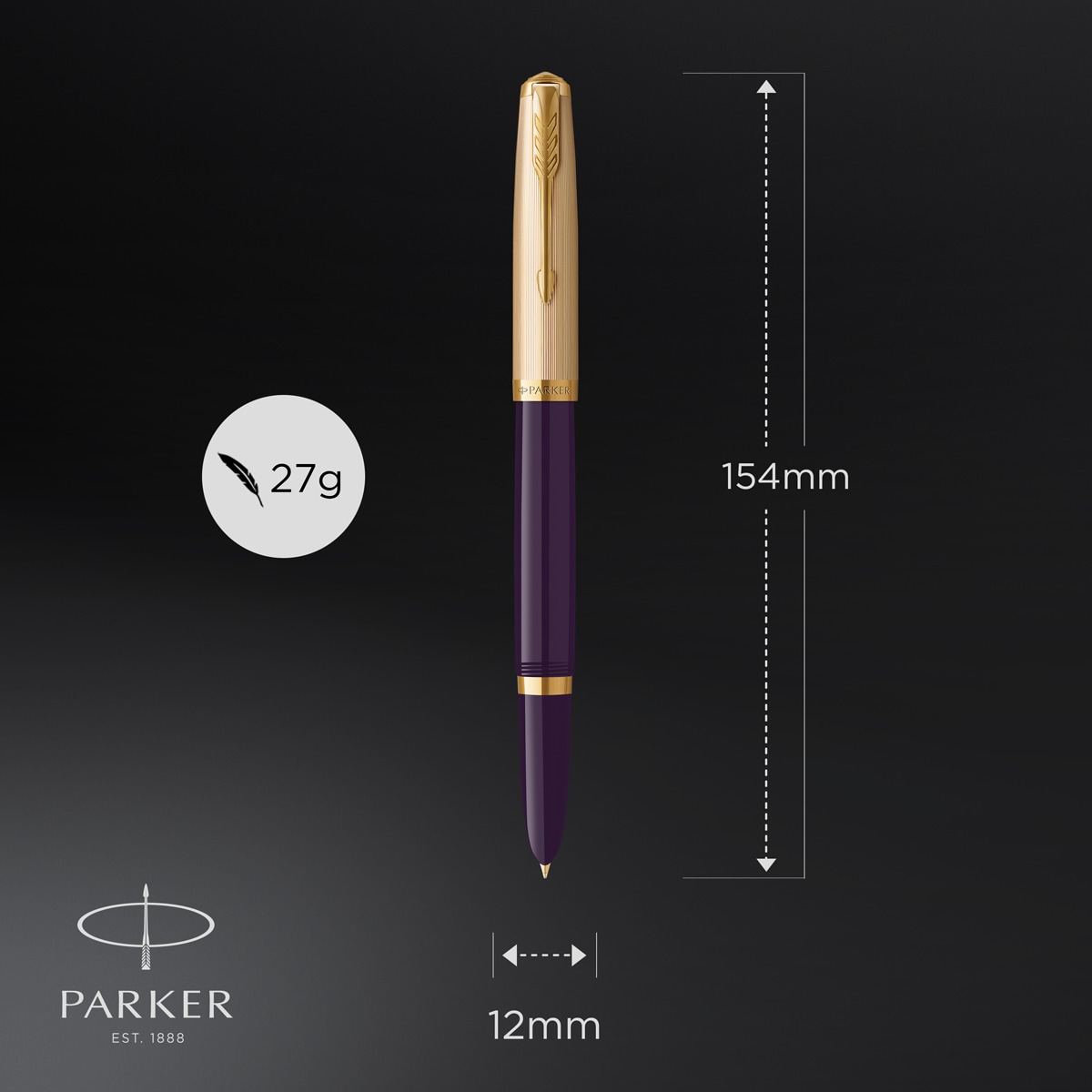 Caneta de aparo 51 Premium ameixa e dourada GT Ameixa-5