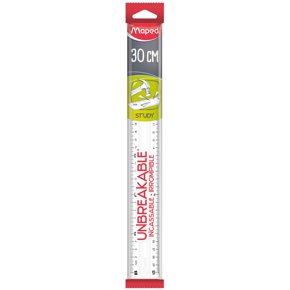 Régua Flexível Inquebrável Study 30 cm - Transparente Transparente-1