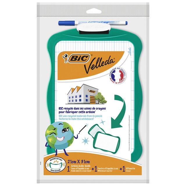 Imagen 0 de Pack de Pizarra Blanca Reciclada  Velleda con Marcador y Borrador. Tamaño 21x31cm BIC