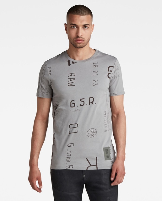 Camiseta Graphics Allover de hombre en algodón orgánico gris claro de manga  corta · G-Star Raw · El Corte Inglés