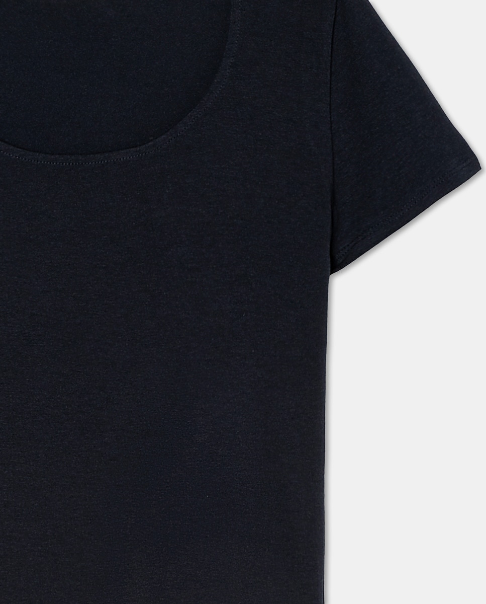 T-shirt sem mangas e com decote redondo Azul-marinho-2