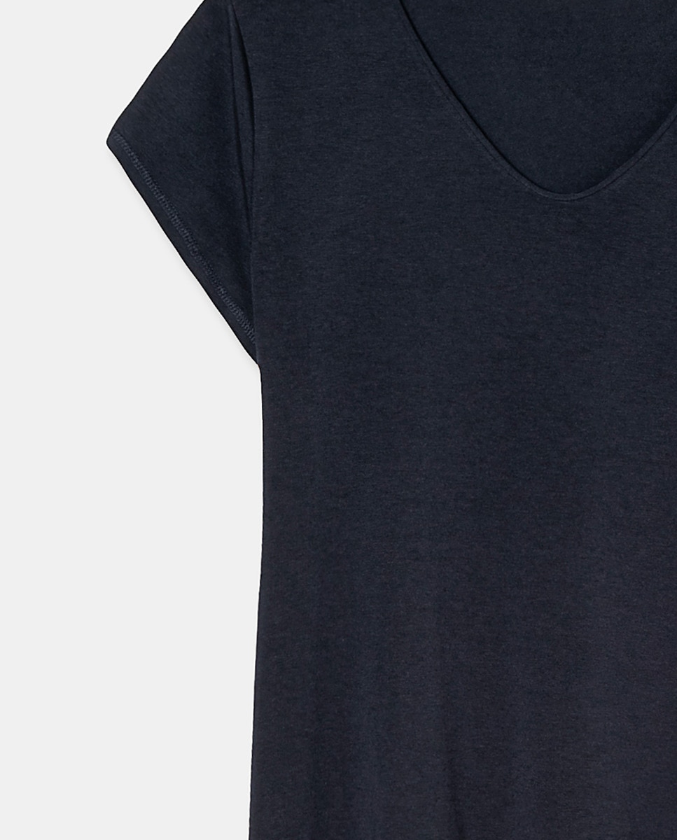 T-shirt sem mangas e com decote redondo Azul-marinho-2