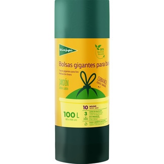 bolsas gigantes de basura para jardín 3 capas 82x105 100 litros rollo 10 unidades - El Corte Ingles