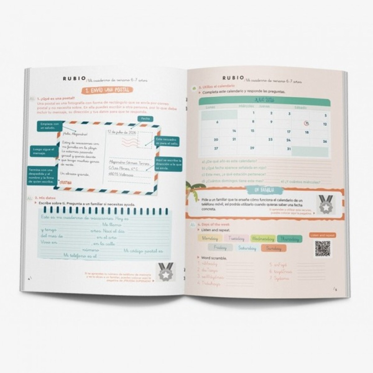 Mi cuaderno de verano RUBIO. 6-7 años  (Tapa blanda) 3