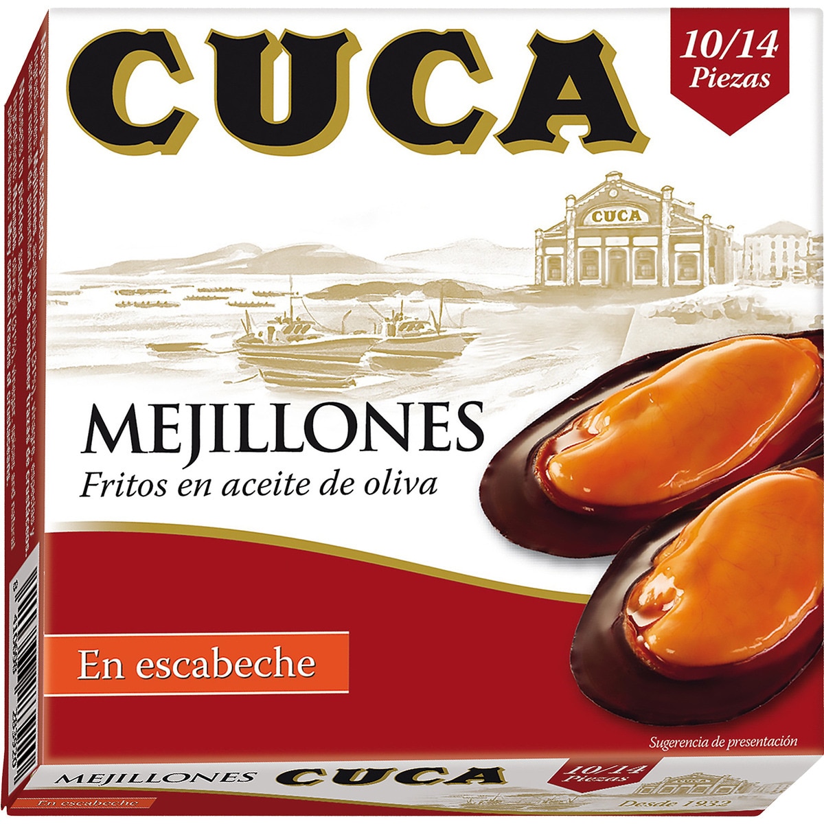 mejillones en escabeche 10-14 piezas lata 65 g neto escurrido