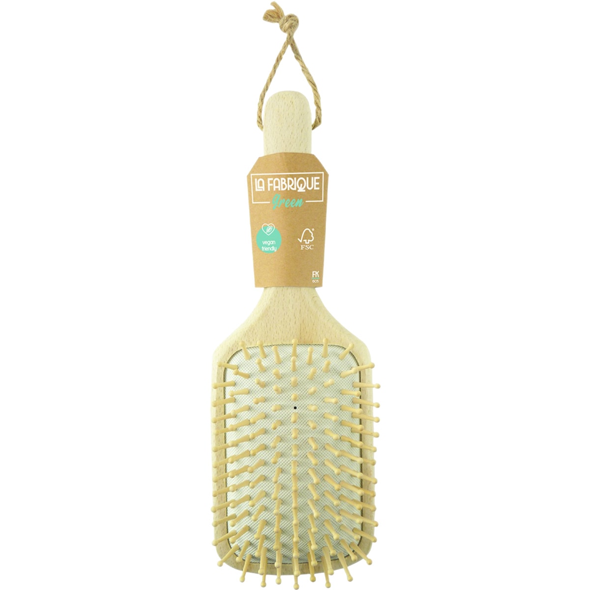 Escova de Cabelo Rectangular de Madeira Vegan embalagem 1 unidade