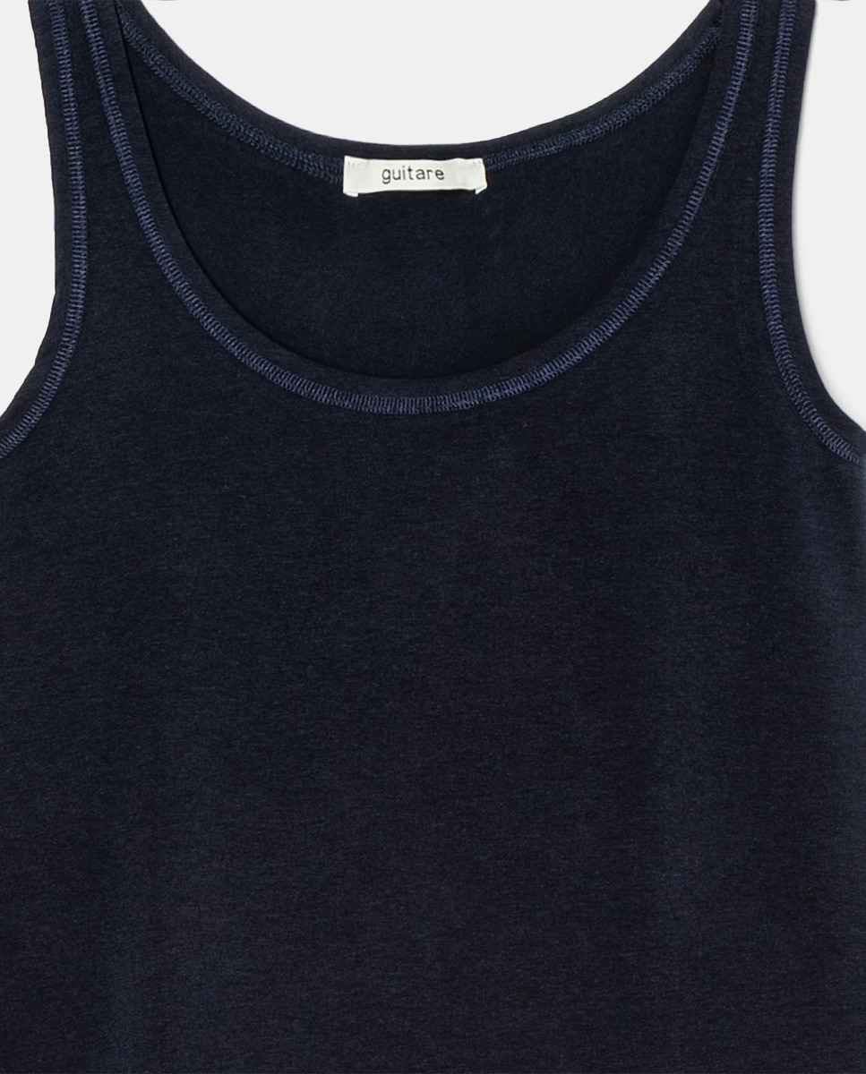 T-shirt sem mangas e com decote redondo Azul-marinho-2