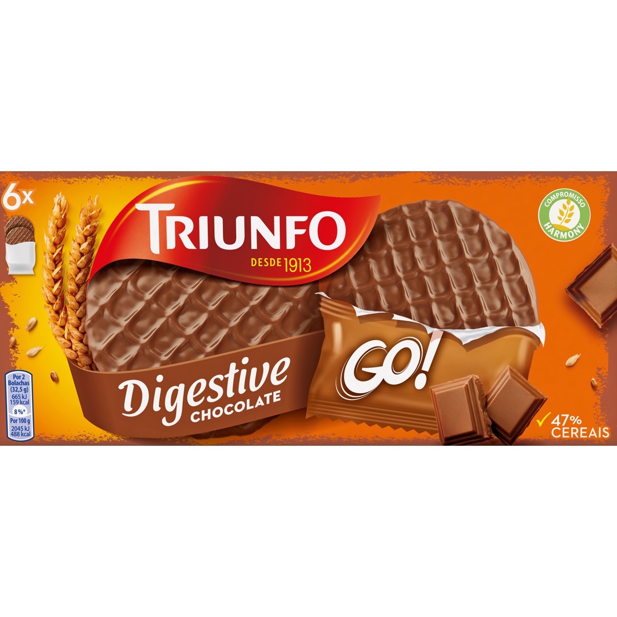 Bolachas de Chocolate de Leite Pack 6 unidades embalagem 171 g