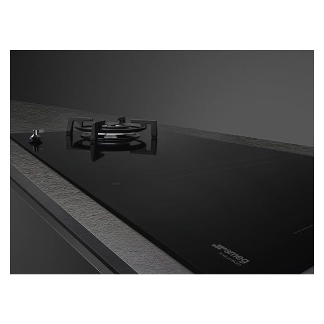 Placa gas mixta Smeg 1 quemador y 4 zonas inducción - PM3953D Negro-2