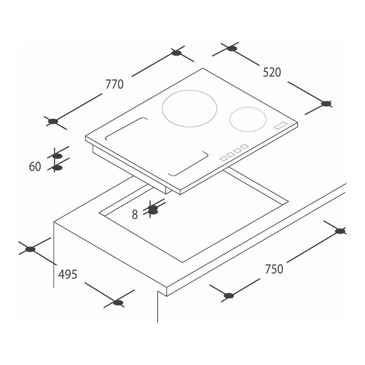 Placa inducción Candy zona Flex - CFI 82 Negro-6