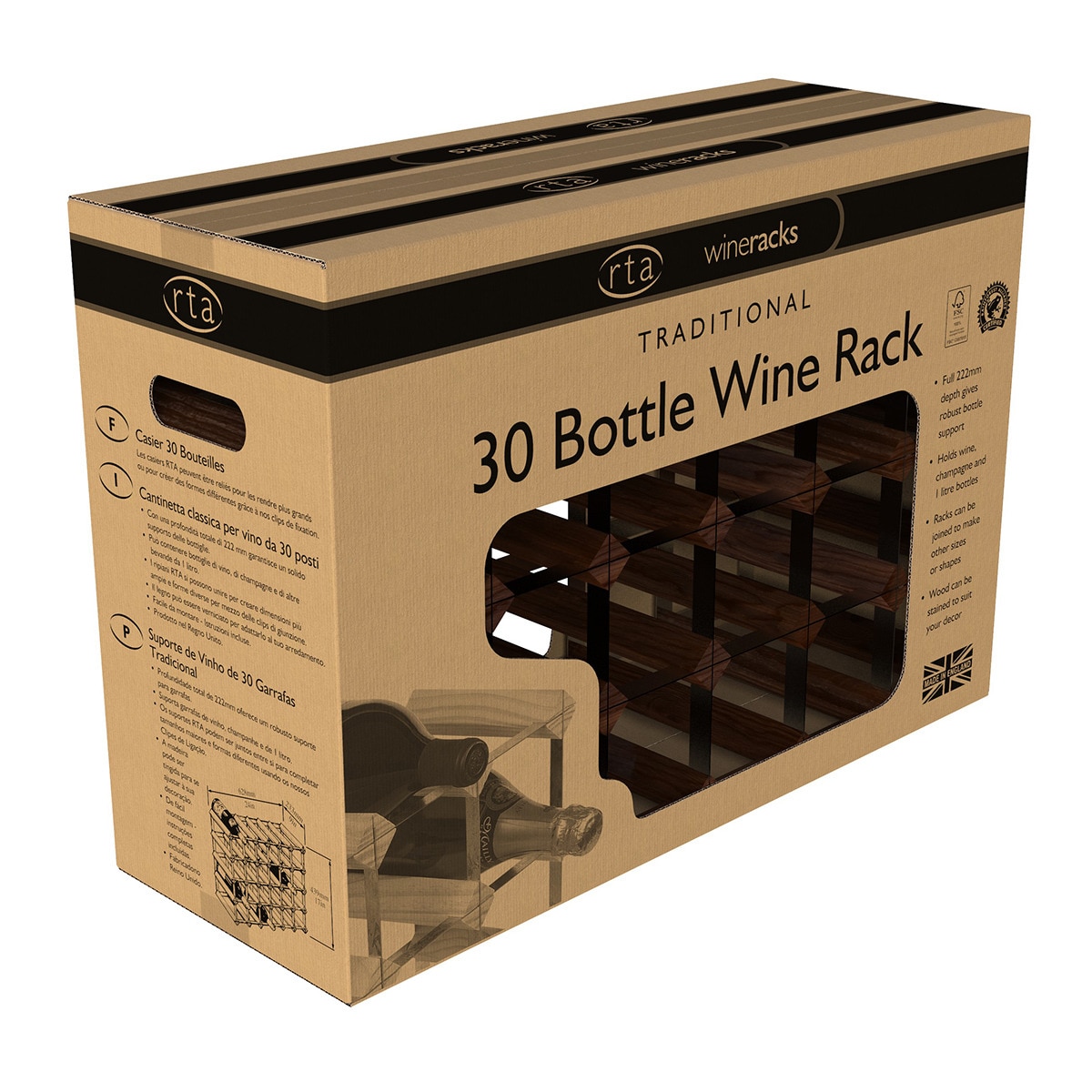 Garrafeira de madeira e aço Dark Pine Castanho-4