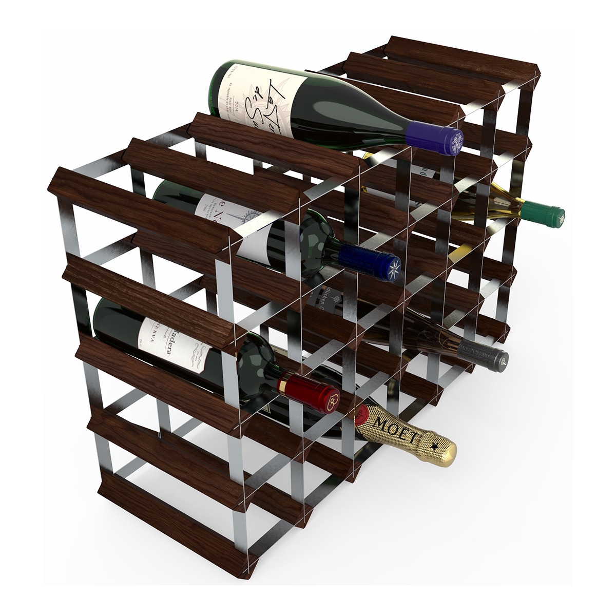 Garrafeira de madeira e aço Dark Pine Castanho-2
