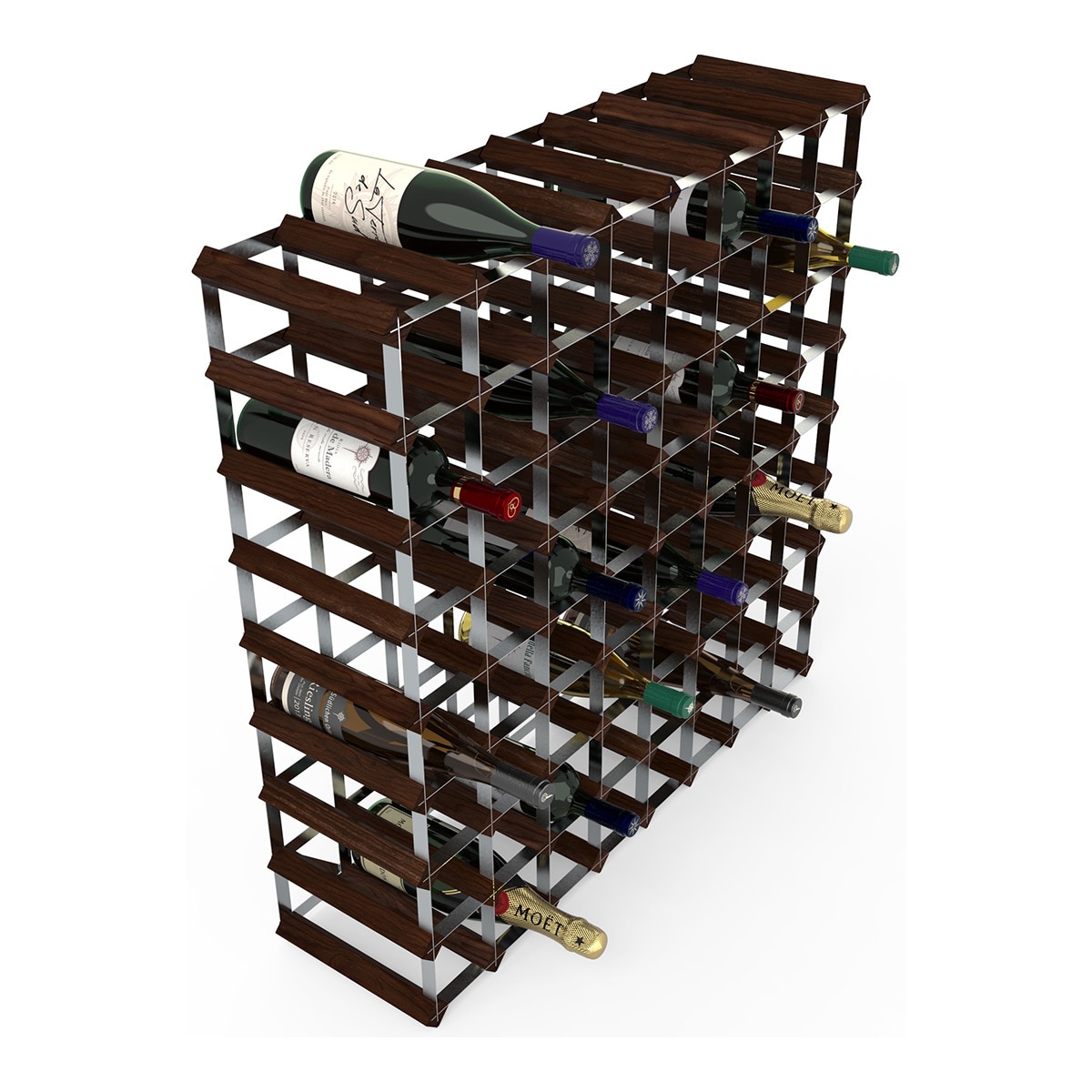 Garrafeira de madeira e aço Dark Pine Castanho-2