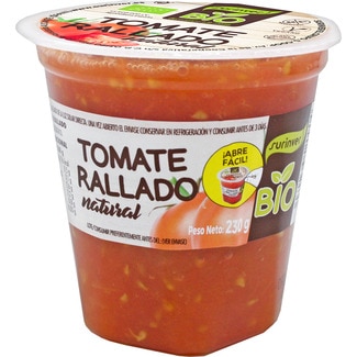 Bio tomate natural rallado ecológico y sin gluten tarrina 230 g - Surinver