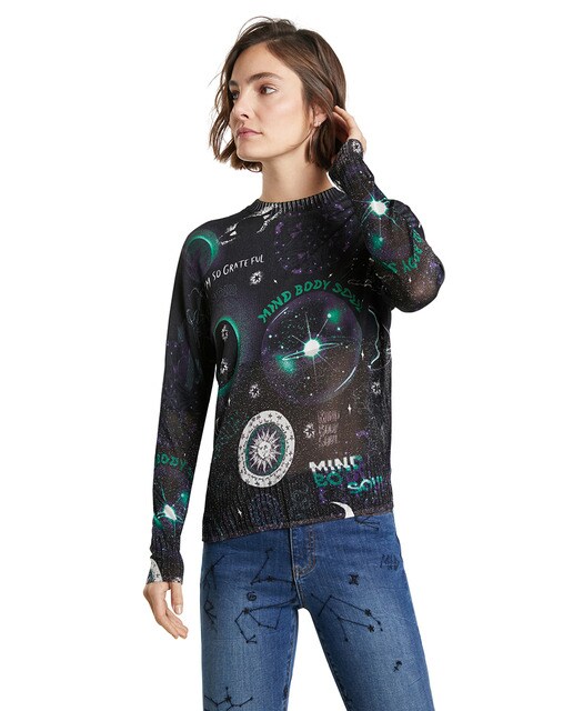 Jersey de mujer en tejido de punto con estampado cósmico · Desigual · El  Corte Inglés
