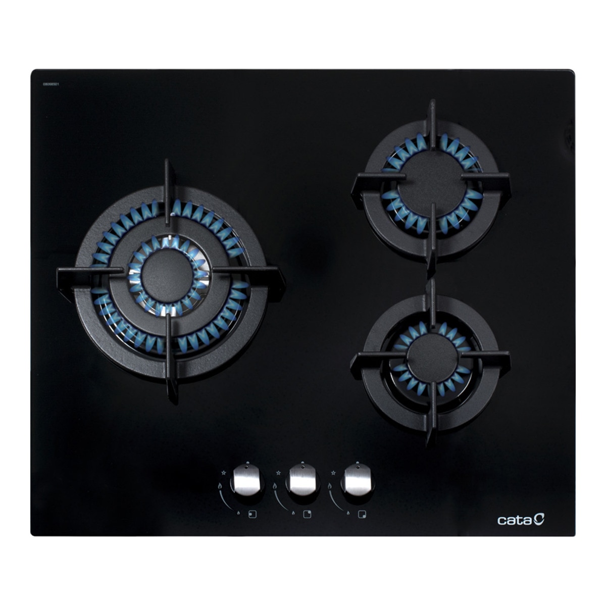 Imagen 0 de Placa gas Cata 3 quemadores - CCI 6021 BK