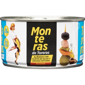 monteras de toreras picantes aliñadas con aceite de oliva y anchoa natural lata 120 g neto escurrido - Kimbo
