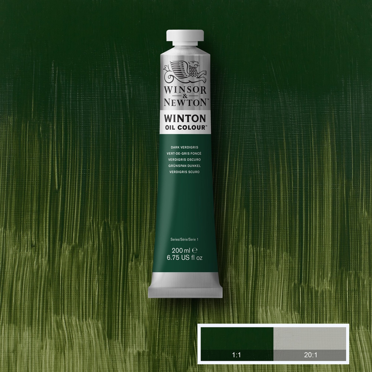 Tubo Oleo Winton 200ml Winsor&Newton Verdegris Oscuro Verde / Gris-2