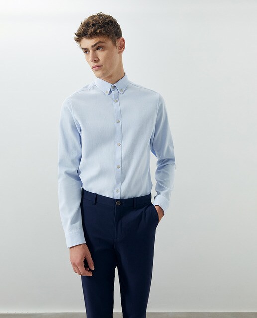 Camisa de hombre slim lisa azul claro · Sfera · El Corte Inglés